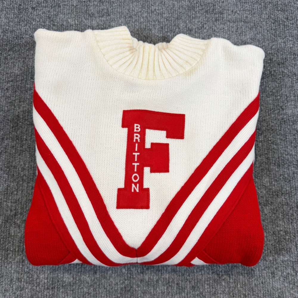 Preppy Dehen Portland Vintage Varsity Cheerleader Sweater Red White Letterman L - Picture 9 of 10